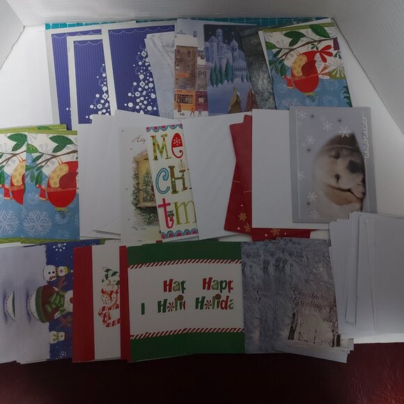 Christmas Cards Lot Of 50 Vtg. Unused W/ Envelopes NOS Assorted Small + Normal - Picture 2 of 6